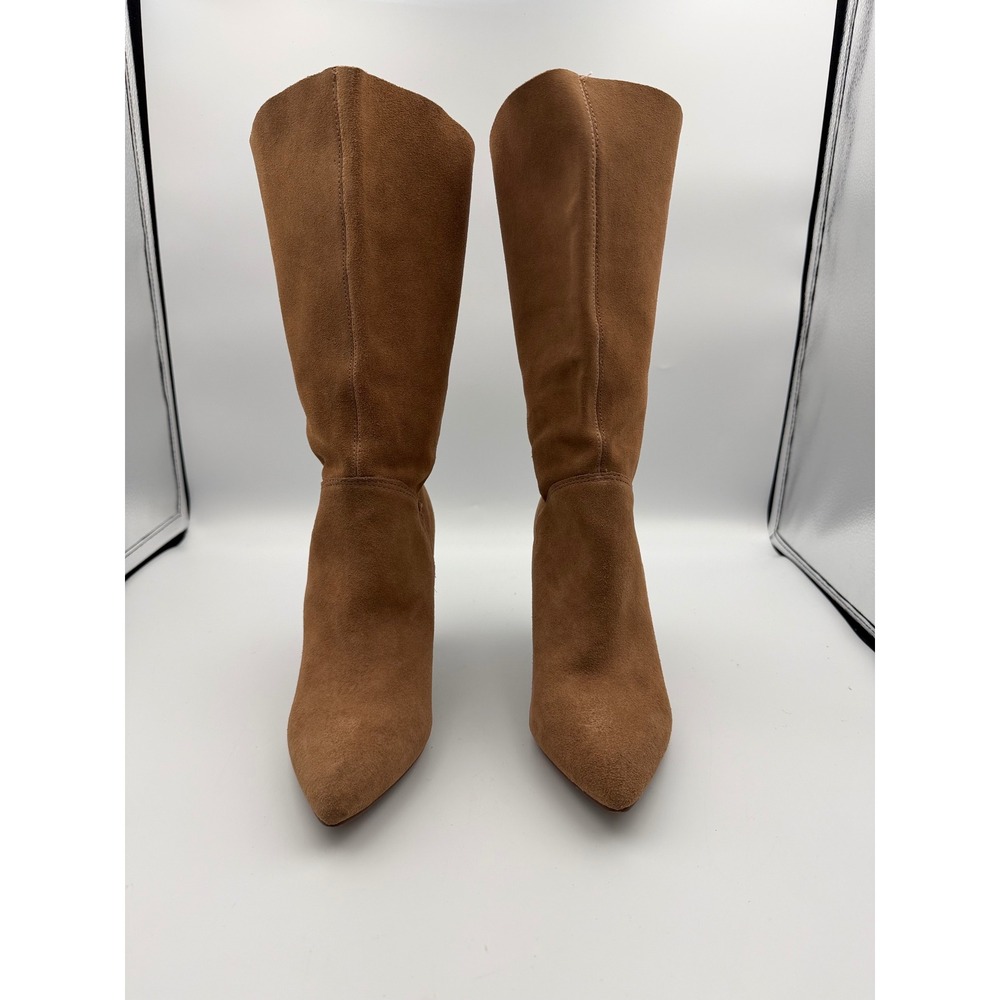 Steve Madden Tan Suede Pointed Toe Mid-Calf Cone Heel Boots Womens 6.5M